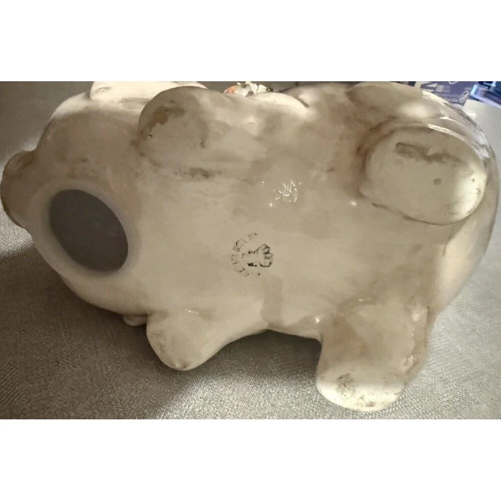 Vintage Piggy Bank Ceramic “made In ITALY” Capodimonte Style Flowers Pottery